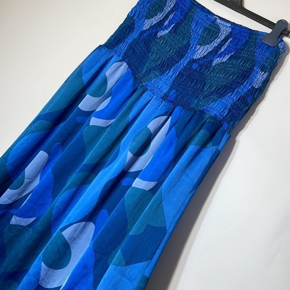Asos Curve Never Fully Dressed shirred blue skirt abstract print swirl 14US - Picture 8 of 12